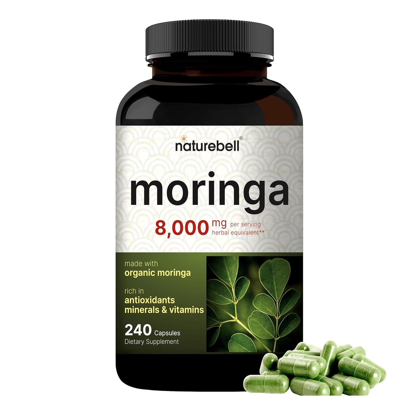 Moringa Capsules 8000mg Per Serving, 240 Capsules